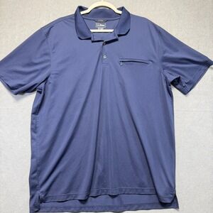 LL Bean Men's XL REG Navy Blue Golf Polo Shirt with Zipper Pocket